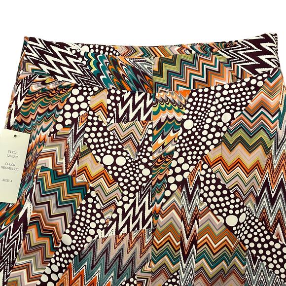 Jade NEW  Satin Mixed Polka Dot & Chevron Print Pencil Skirt 4 - Picture 4 of 5